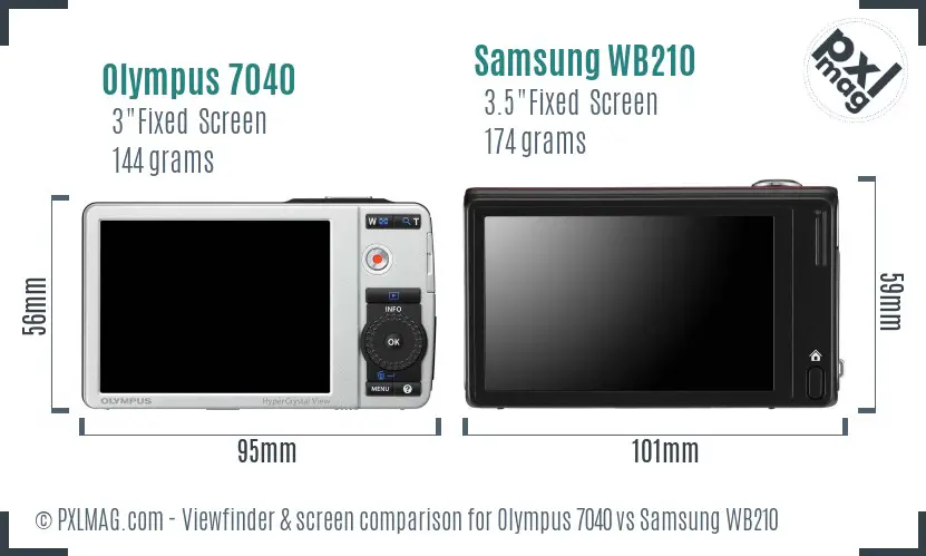 Olympus 7040 vs Samsung WB210 Screen and Viewfinder comparison
