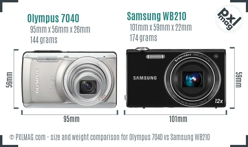 Olympus 7040 vs Samsung WB210 size comparison