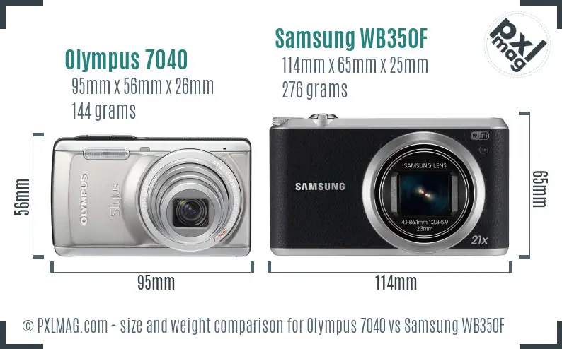 Olympus 7040 vs Samsung WB350F size comparison