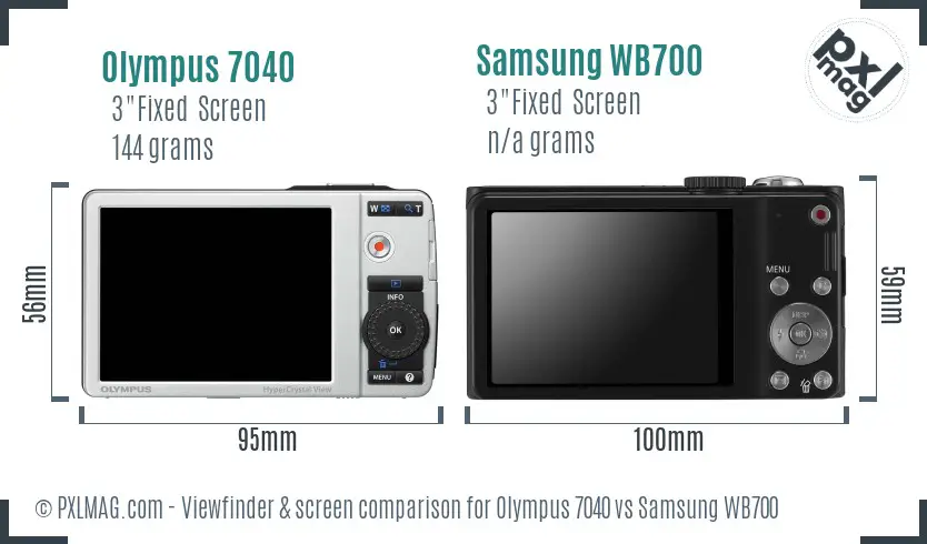 Olympus 7040 vs Samsung WB700 Screen and Viewfinder comparison