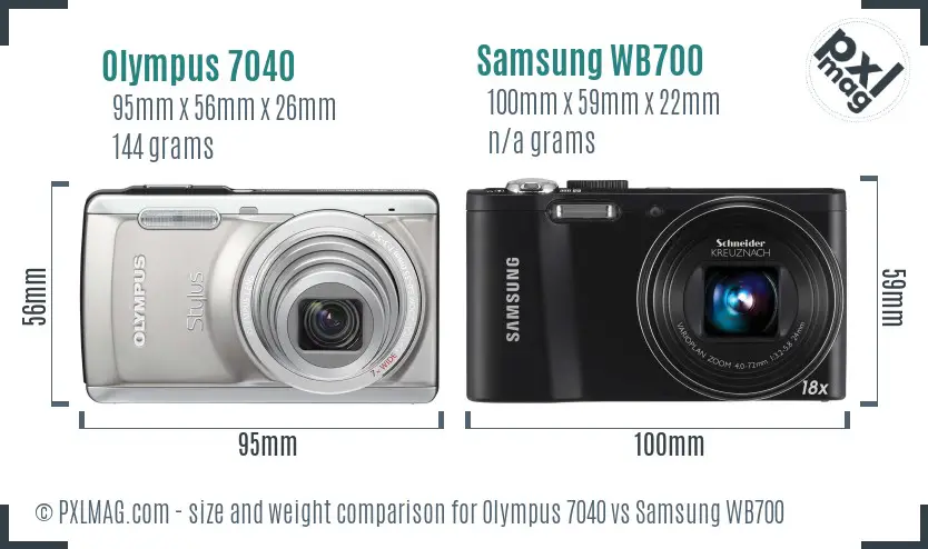 Olympus 7040 vs Samsung WB700 size comparison