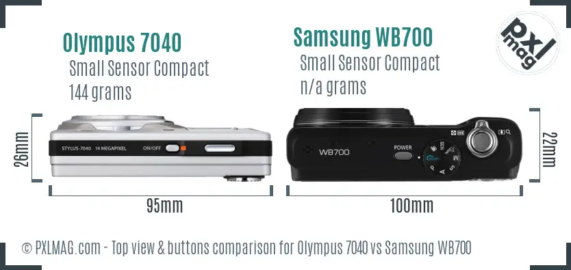 Olympus 7040 vs Samsung WB700 top view buttons comparison