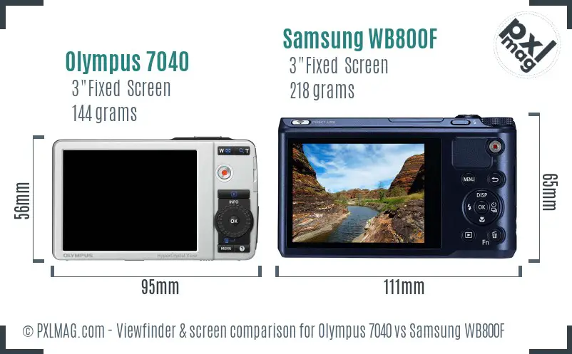 Olympus 7040 vs Samsung WB800F Screen and Viewfinder comparison