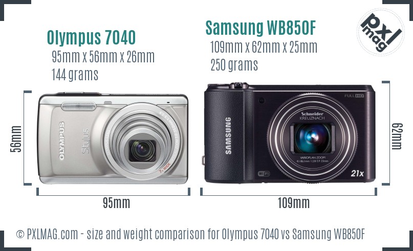 Olympus 7040 vs Samsung WB850F size comparison Olympus 7040 vs Samsung WB850F size comparison