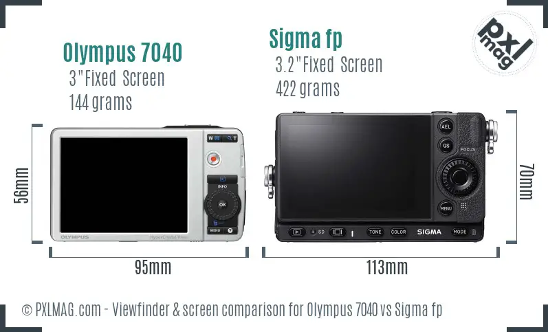 Olympus 7040 vs Sigma fp Screen and Viewfinder comparison