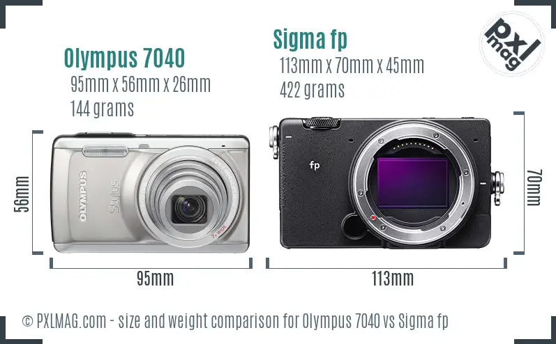 Olympus 7040 vs Sigma fp size comparison