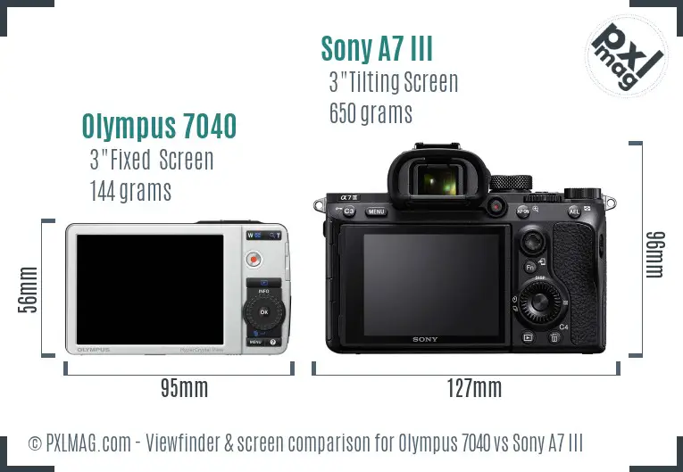Olympus 7040 vs Sony A7 III Screen and Viewfinder comparison Olympus 7040 vs Sony A7 III Screen and Viewfinder comparison