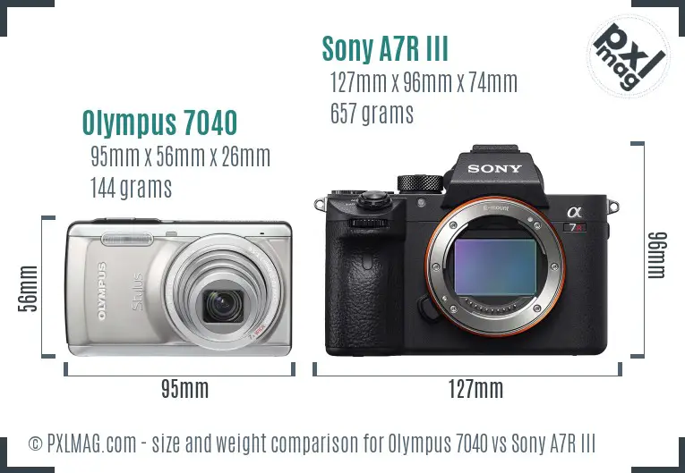 Olympus 7040 vs Sony A7R III size comparison Olympus 7040 vs Sony A7R III size comparison