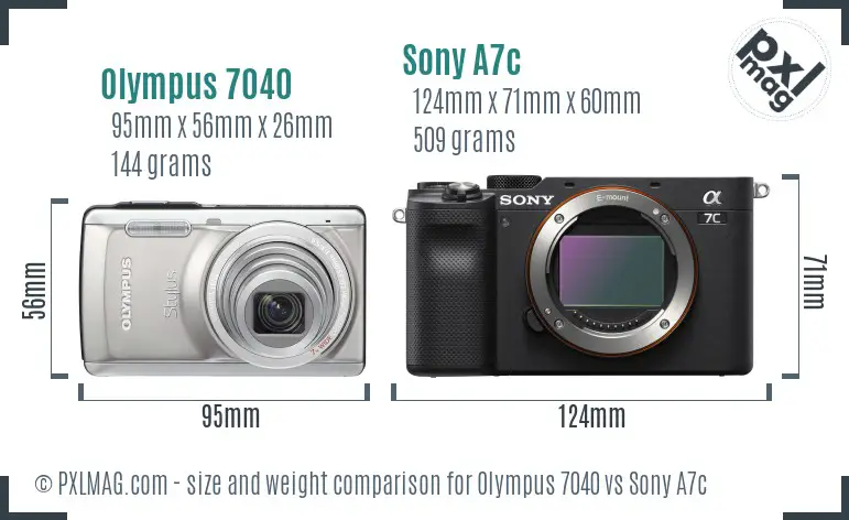Olympus 7040 vs Sony A7c size comparison Olympus 7040 vs Sony A7c size comparison