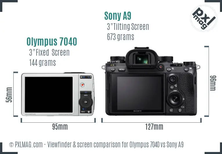 Olympus 7040 vs Sony A9 Screen and Viewfinder comparison