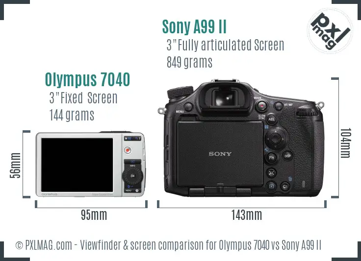 Olympus 7040 vs Sony A99 II Screen and Viewfinder comparison
