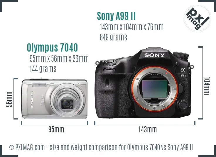 Olympus 7040 vs Sony A99 II size comparison