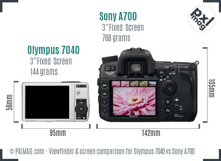 Olympus 7040 vs Sony A700 Screen and Viewfinder comparison