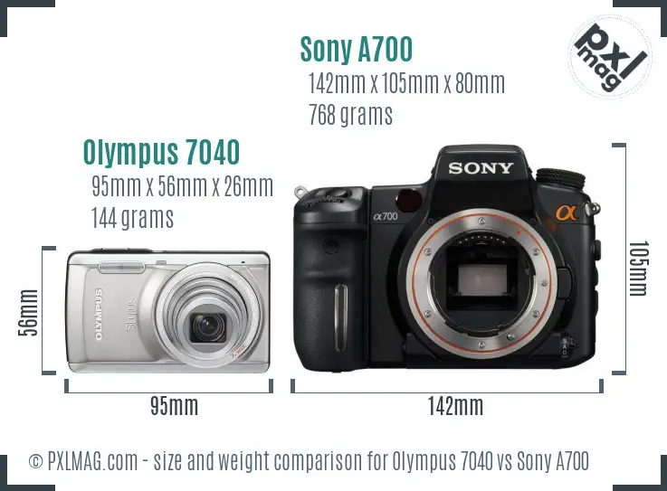 Olympus 7040 vs Sony A700 size comparison Olympus 7040 vs Sony A700 size comparison