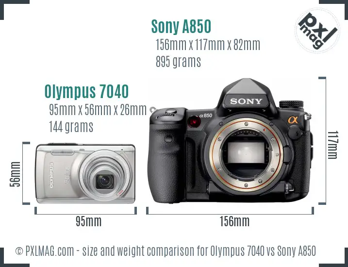 Olympus 7040 vs Sony A850 size comparison