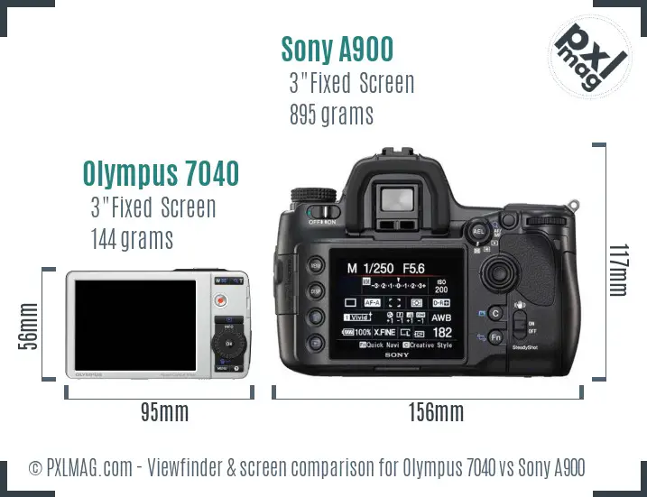 Olympus 7040 vs Sony A900 Screen and Viewfinder comparison