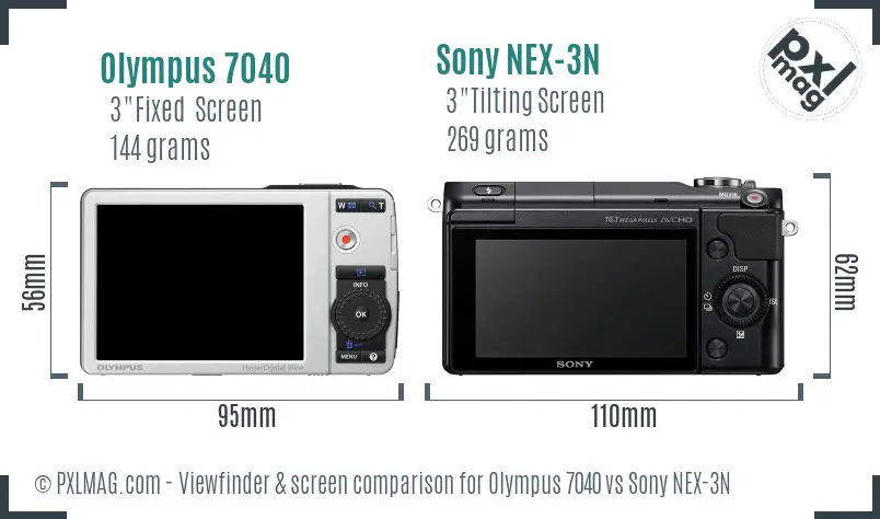 Olympus 7040 vs Sony NEX-3N Screen and Viewfinder comparison