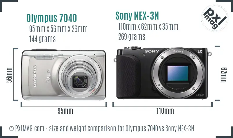 Olympus 7040 vs Sony NEX-3N size comparison