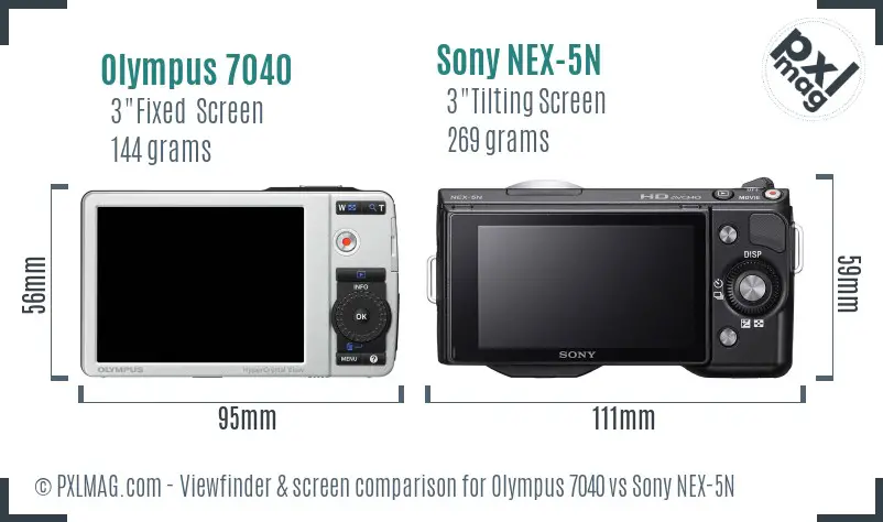 Olympus 7040 vs Sony NEX-5N Screen and Viewfinder comparison