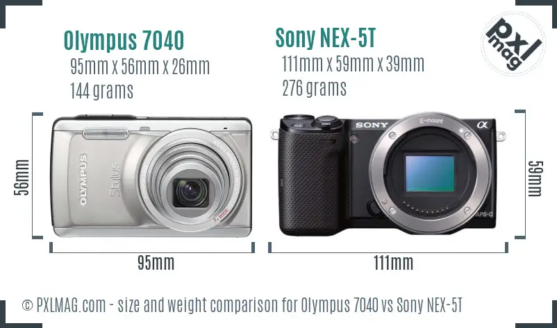 Olympus 7040 vs Sony NEX-5T size comparison Olympus 7040 vs Sony NEX-5T size comparison