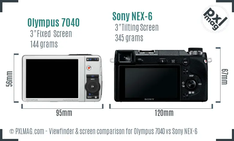Olympus 7040 vs Sony NEX-6 Screen and Viewfinder comparison
