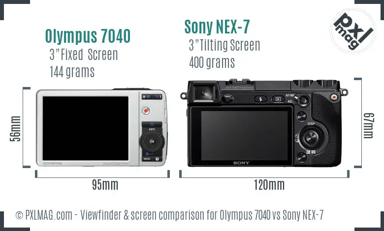 Olympus 7040 vs Sony NEX-7 Screen and Viewfinder comparison