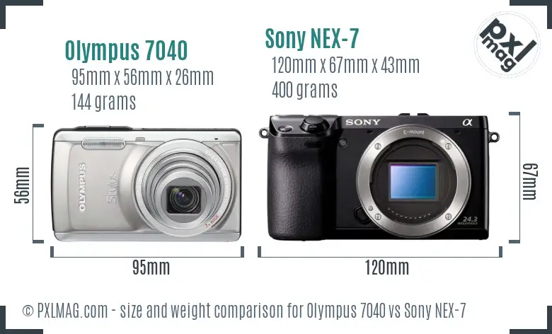 Olympus 7040 vs Sony NEX-7 size comparison
