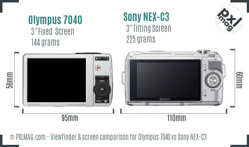 Olympus 7040 vs Sony NEX-C3 Screen and Viewfinder comparison