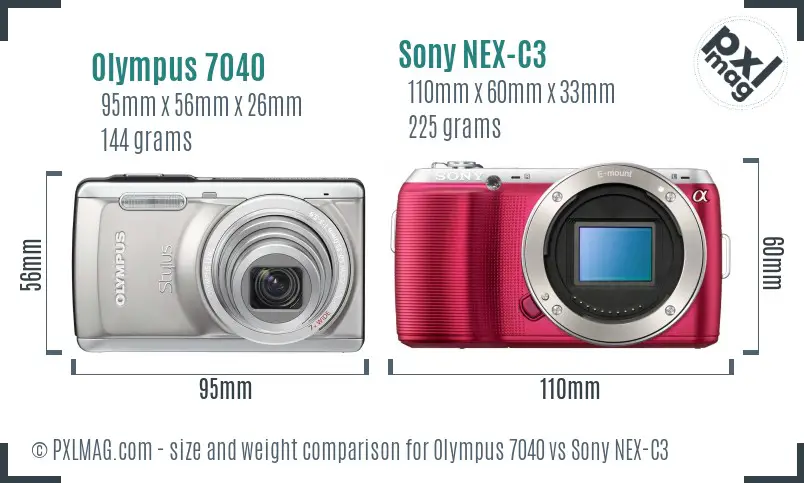 Olympus 7040 vs Sony NEX-C3 size comparison