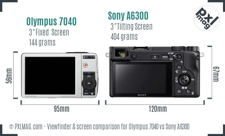 Olympus 7040 vs Sony A6300 Screen and Viewfinder comparison