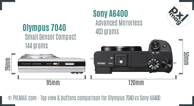 Olympus 7040 vs Sony A6400 top view buttons comparison