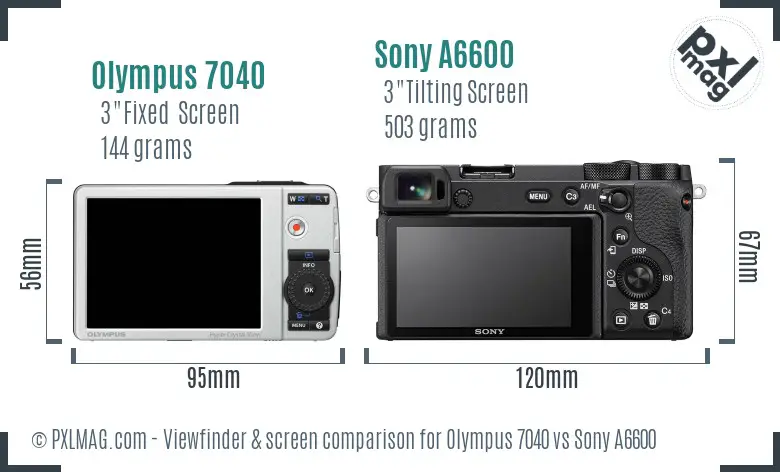 Olympus 7040 vs Sony A6600 Screen and Viewfinder comparison