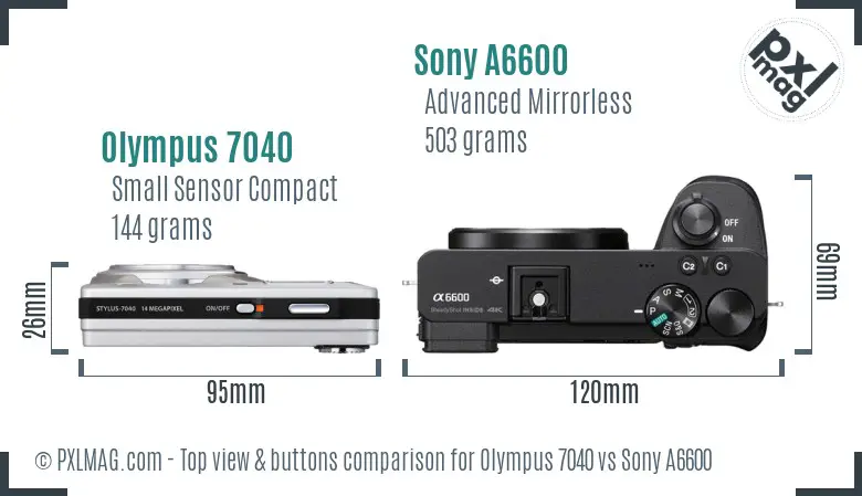 Olympus 7040 vs Sony A6600 top view buttons comparison