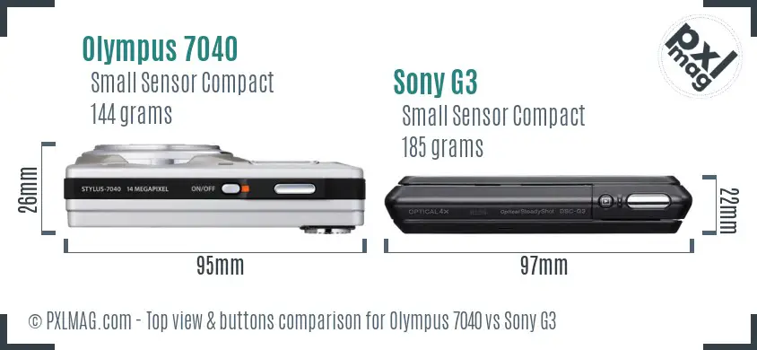 Olympus 7040 vs Sony G3 top view buttons comparison