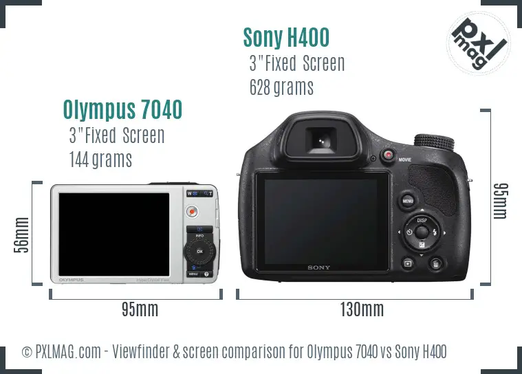 Olympus 7040 vs Sony H400 Screen and Viewfinder comparison