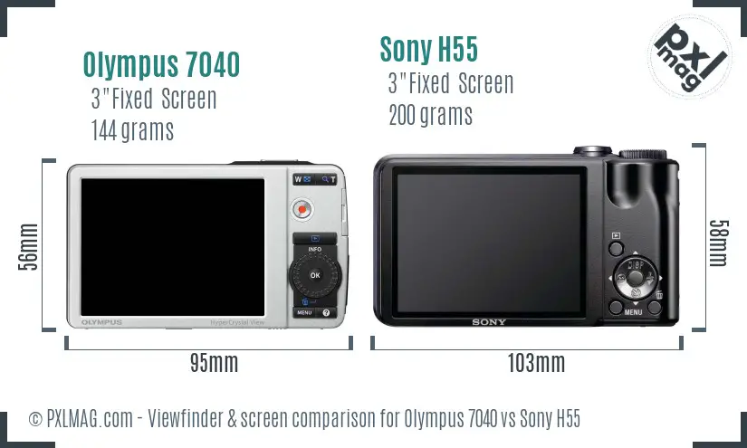 Olympus 7040 vs Sony H55 Screen and Viewfinder comparison