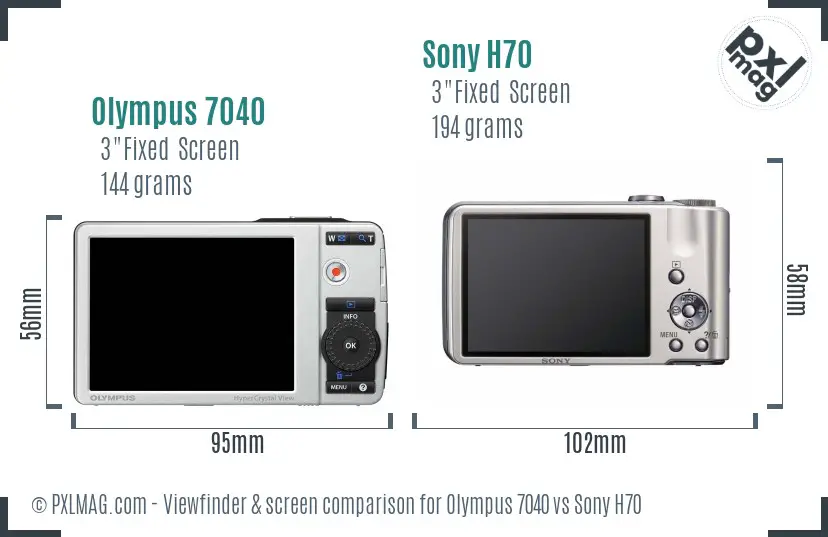 Olympus 7040 vs Sony H70 Screen and Viewfinder comparison