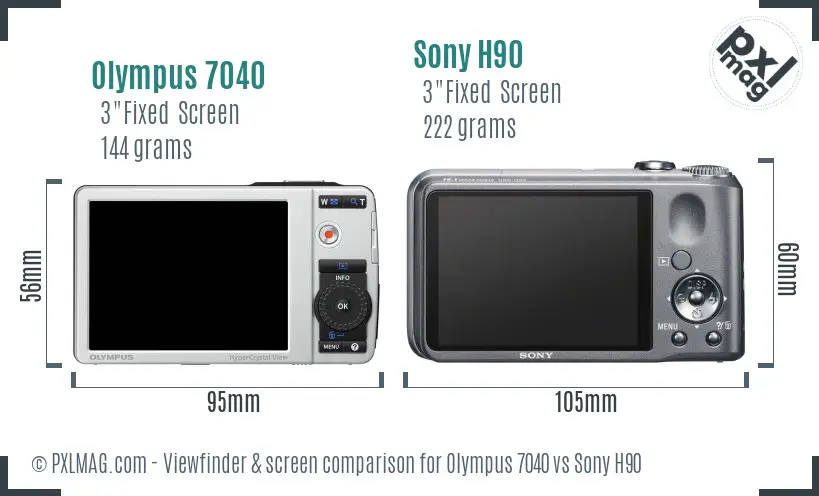 Olympus 7040 vs Sony H90 Screen and Viewfinder comparison