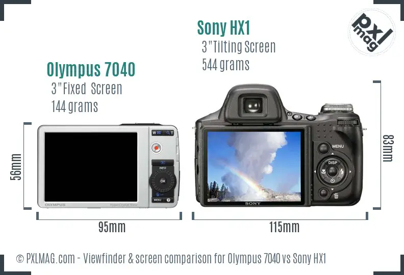 Olympus 7040 vs Sony HX1 Screen and Viewfinder comparison