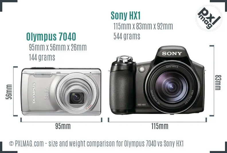 Olympus 7040 vs Sony HX1 size comparison