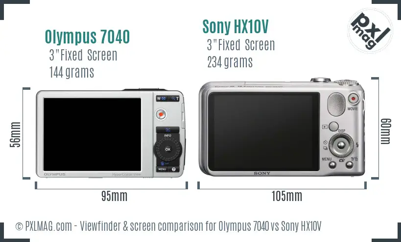 Olympus 7040 vs Sony HX10V Screen and Viewfinder comparison