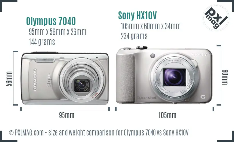 Olympus 7040 vs Sony HX10V size comparison
