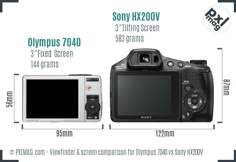 Olympus 7040 vs Sony HX200V Screen and Viewfinder comparison