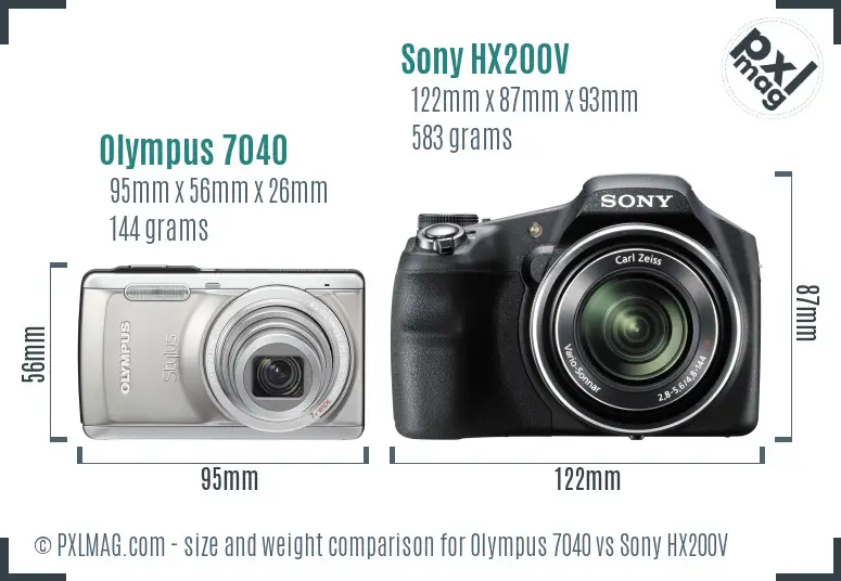 Olympus 7040 vs Sony HX200V size comparison