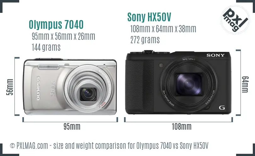 Olympus 7040 vs Sony HX50V size comparison