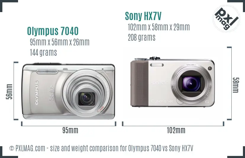 Olympus 7040 vs Sony HX7V size comparison