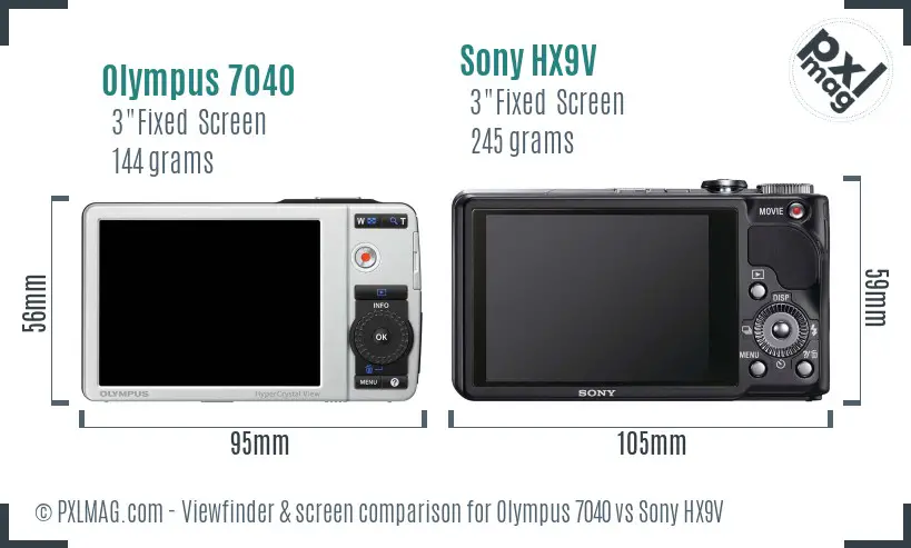 Olympus 7040 vs Sony HX9V Screen and Viewfinder comparison