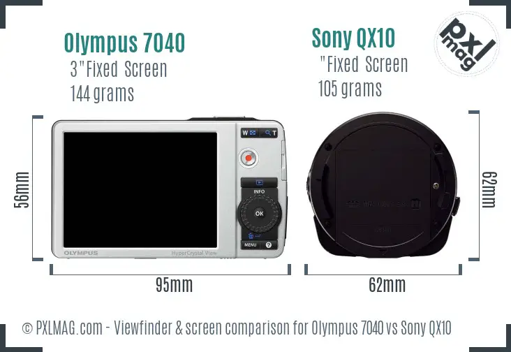 Olympus 7040 vs Sony QX10 Screen and Viewfinder comparison