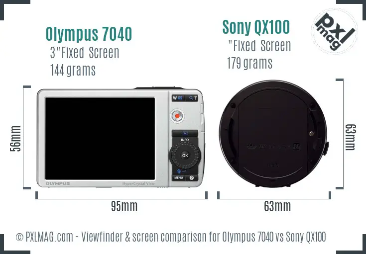 Olympus 7040 vs Sony QX100 Screen and Viewfinder comparison Olympus 7040 vs Sony QX100 Screen and Viewfinder comparison