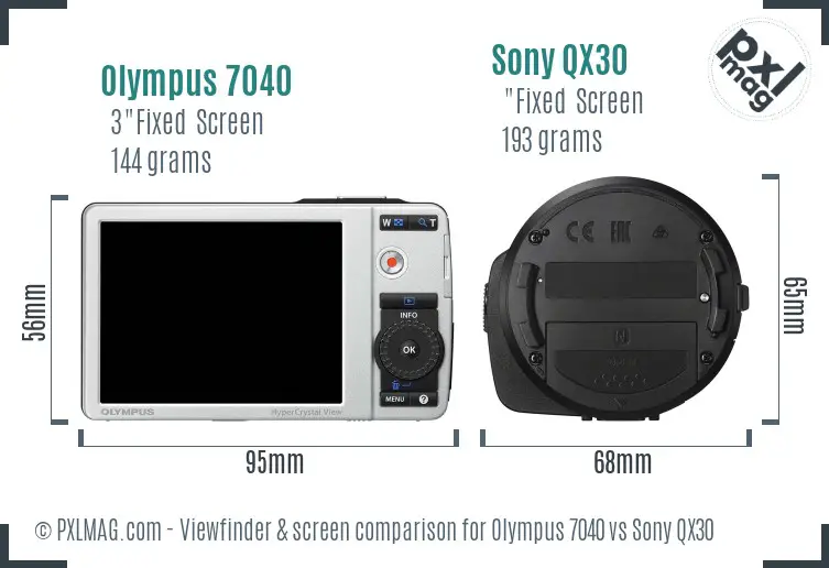 Olympus 7040 vs Sony QX30 Screen and Viewfinder comparison Olympus 7040 vs Sony QX30 Screen and Viewfinder comparison